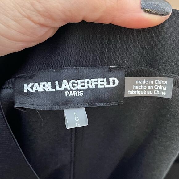 KARL LAGERFELD High Waist Croc-Print Faux Leather Pants Leggings Black Swiftie - Picture 8 of 9